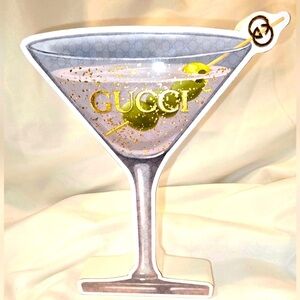 FASHION Gray & Green Wine Glass Wooden Novelty Decorative Art, EUC